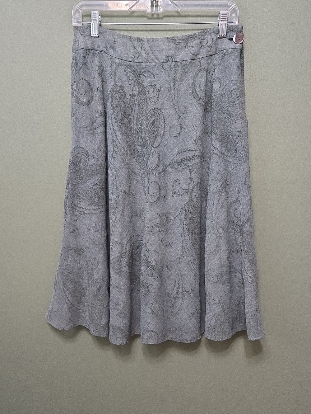 Anne Klein  Green Paisley A-Line Skirt  Sz6